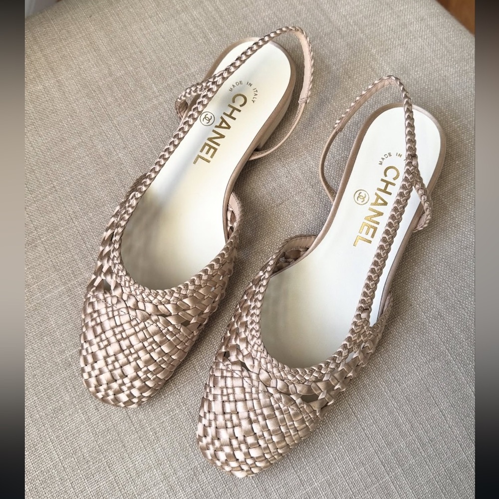Chanel braided coco slingback flats 37.5
